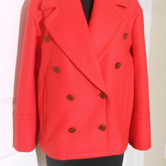 J CREW Wool Melton Peacoat 8/10T WARM RED JACKET - Picture 4 of 8